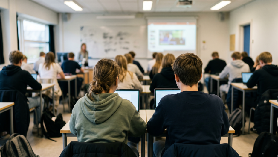 to elever der sidder i et klasseværelse